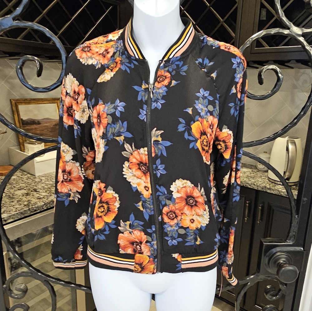 Floral Print Bomber Jacket